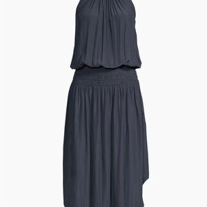 Ramy Brook Audrey Smocked Waist Sleeveless Midi Dress size LG - Teal Green